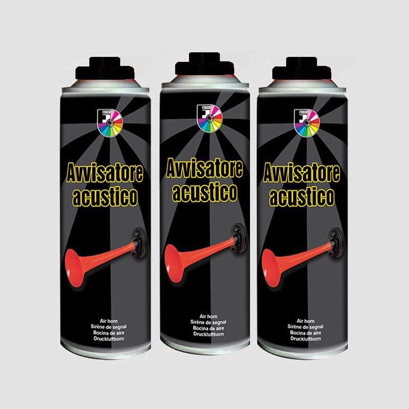 Piro89 - Ricambio per Tromba a Gas - 3 bombolette da 300 ml di Ricambio, per Eventi Sportivi