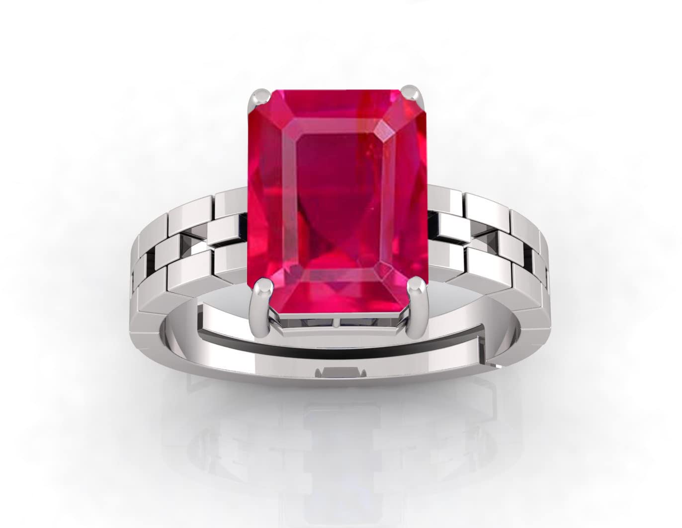 anuj sales 18.25 Ratti / 17.00 Carat Ruby (Manik/Manikya/Maneek) Gemstone Panchdhatu White Silver Plated Ring for Astrological Purpose (Lab - Teseted)-picture-12