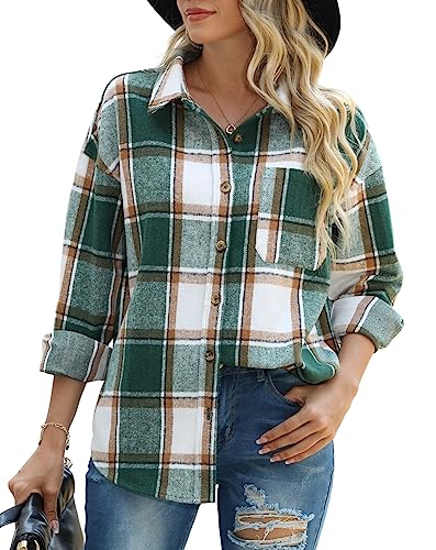 QIXING Womens Corduroy Button Down Shirt Casual Oversized Long Sleeve Blouses Tops
