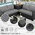 Outdoor PE Wicker Patio Furniture Set 4 Piece Black Rattan Sectional Loveseat Couch Set Conversation Sofa with Storage Box Glass Top Table and Non-Slip Grey Cushion