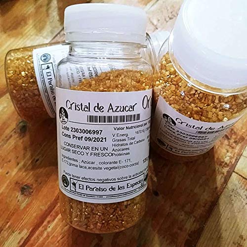 Cristales de Azúcar para decoración en Repostería Color Oro 80 grs