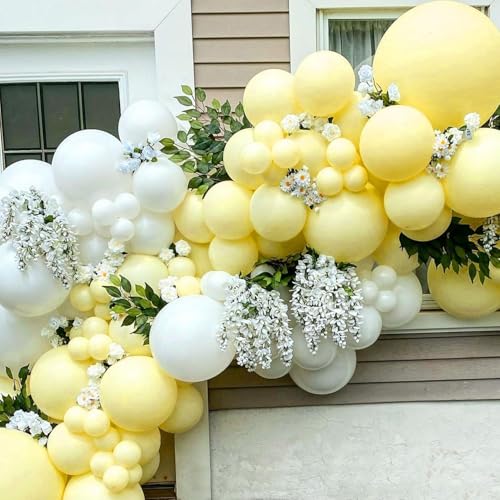 Image of 145pcs Pastel Yellow Balloons Different Sizes 18 12 10 5 Inch Yellow Balloon Arch Kit Garland for Birthday Party Graduation Baby Shower Gender Reveal Easter Anniversary Party Decoration