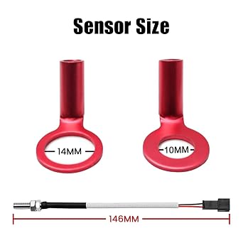 Cylinder Head Temperature Meter Engine Temperature Gauge with 10mm 14mm Probe Sensor Adapter (Green,14mm)