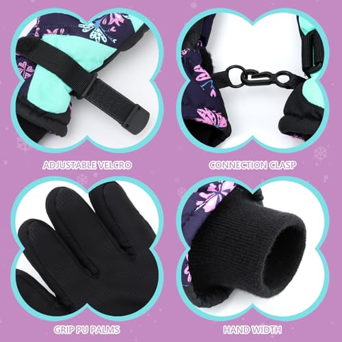 Image of Duoyeree Kids Waterproof Ski Gloves Warm 5-Fingered Winter Accessories for Boys & Girls Aged 4-13.