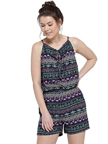 Image of Sera Women's Blue Printed Playsuit for Women
