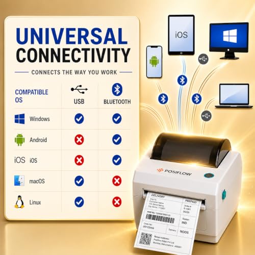 Image of Thermal Label Printer for Business Office Home | Inkless Thermal | Mobile, Desktop Compatible (ShipPro (4inch Pro Label+Receipt Printer))
