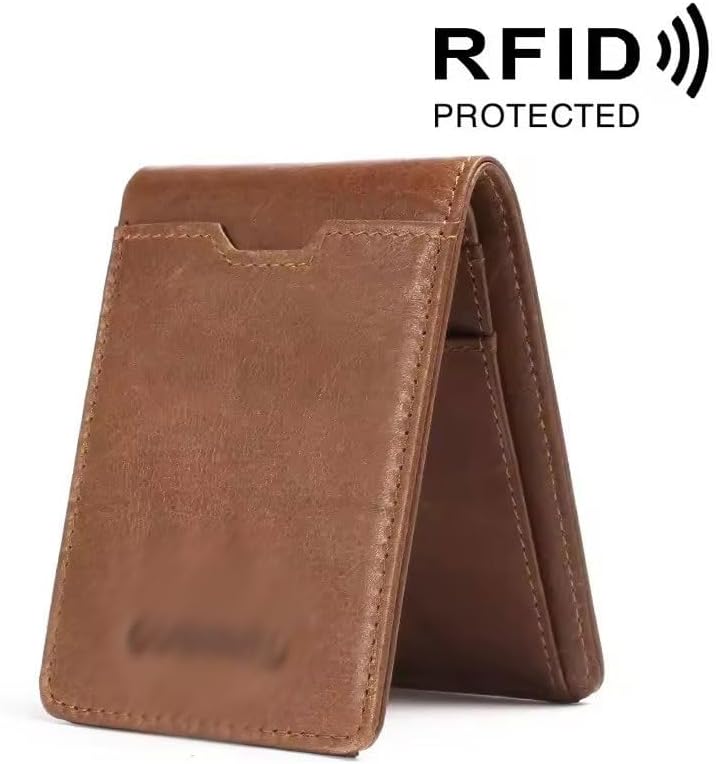 Slim Leather ID/Credit Card Holder Bifold Front Pocket Wallet with RFID Blocking Business Card Holder(D)