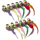 lwingflyer 12pcs Artificial Simulation Foam Bird Feather Magpie with Claw Ornaments DIY Craft for Wedding Decoration Home Garden Party Accessories