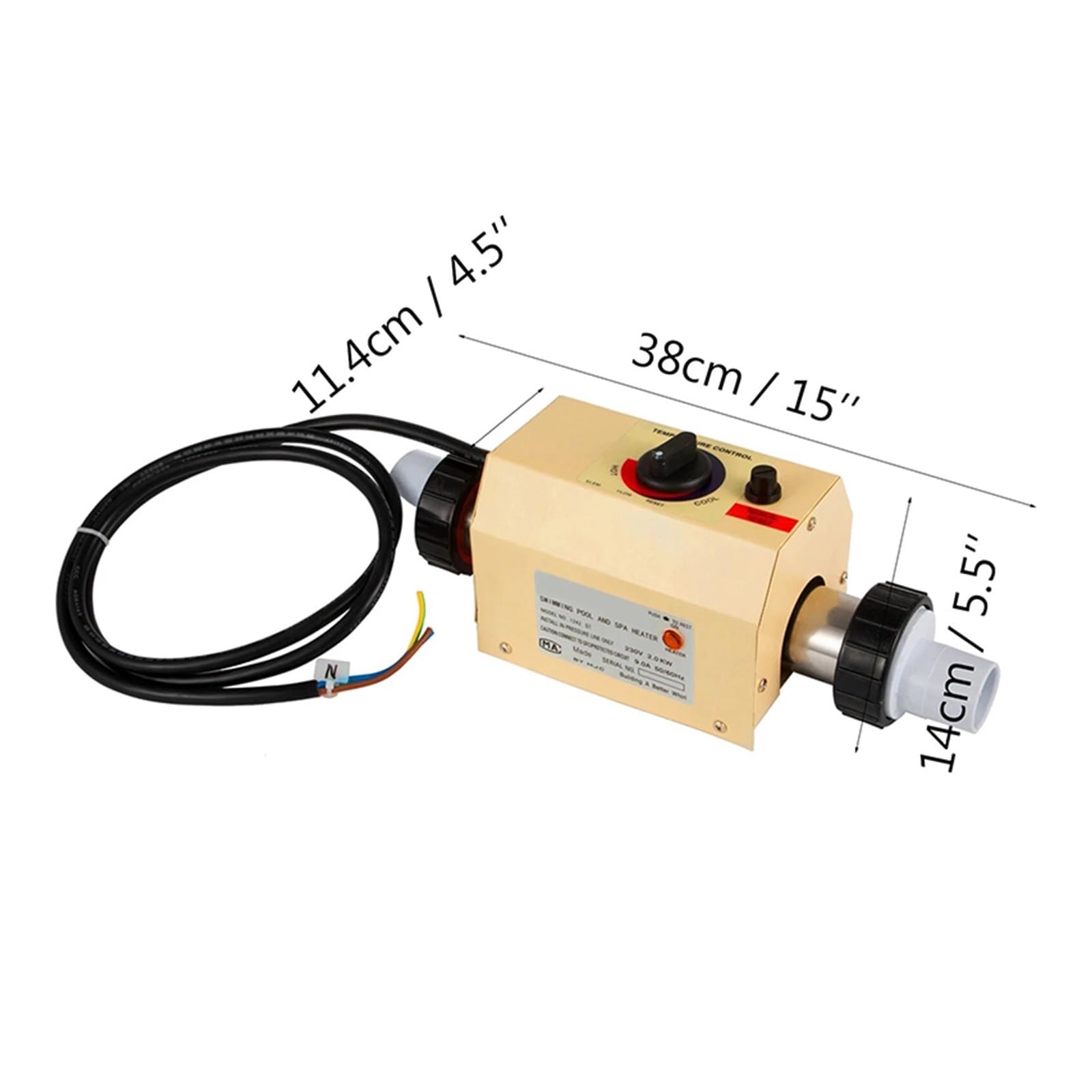 Calentador de Piscina Termostato de Calentador Agua eléctrico 3KW for bañera Piscina, baño SPA for hidromasaje Masaje Bomba de Calor para Piscina(1600W)