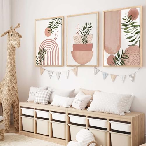 Image of HOTHOUSE Painting Boho Wall Art Home Decoration Paintings With Frame For Living Room Bed Room Hotel Wall Decor Digital Reprint Set of 3 (13X17 inch)