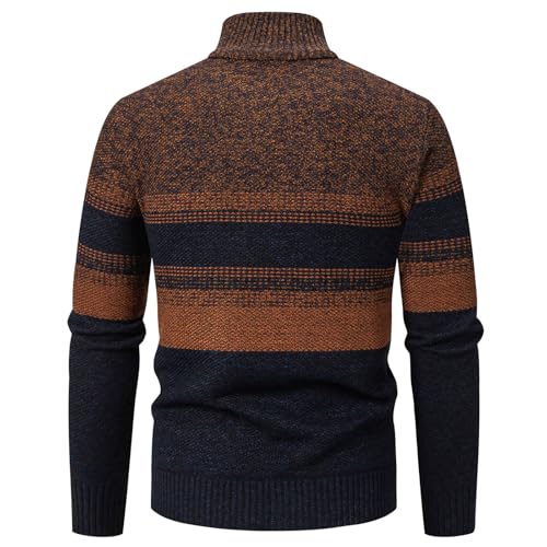 Mens Sweate Quarter Zip Striped Pullover Color Block Knit Sweaters for Men, Long Sleeve Casual Polo Sweatershirt3