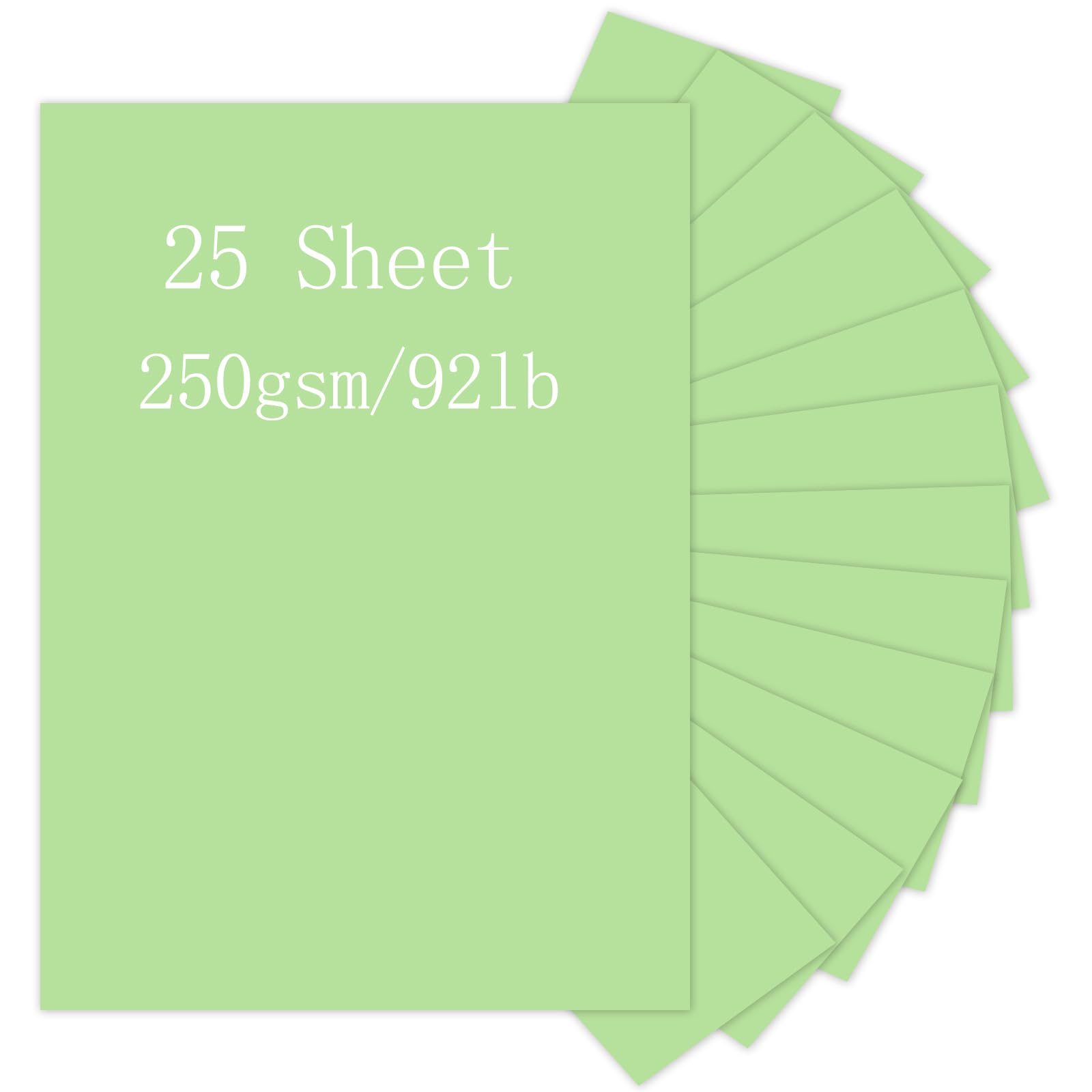 Light Green Cardstock, Pinovk 25 Sheets 8.5 x 11 Thick Pape, 250gsm/92lb Card Stock Printer Paper for Halloween, Christmas, Invitations, Crafts, DIY