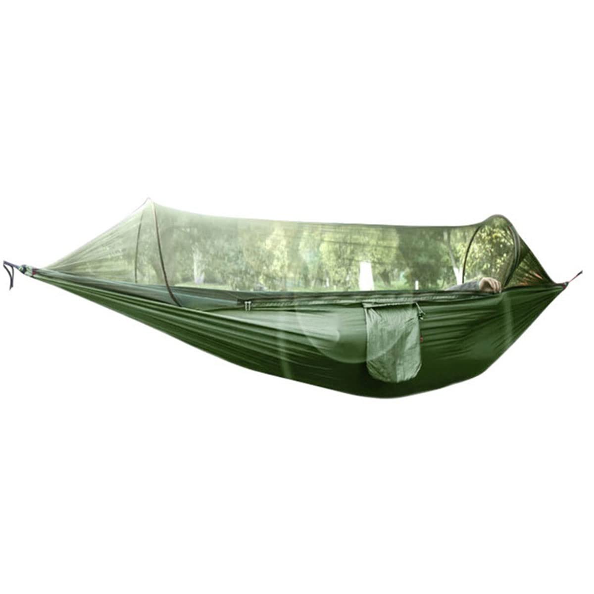 Hamak Kempingowy z Moskitierą, Przenośny Namiot Hamakowy Podróżny, Lekki Hamak Podróżny 2 w 1, na Patio Piesze Wycieczki Podróże (Color : Army green, Size : 290x140cm)