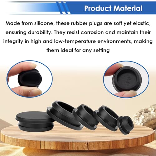 Image of smseace 100Pcs Rubber Plugs for Round Holes Set - 7-Sizes 1 /5 inch 1 /4 inch 5 /16 inch 3 /8 inch 1 /2 inch - Versatile Assorted Rubber Plugs for Furniture, Office, and Kitchen