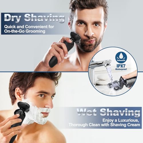 Image of Electric Razor for Men, Men's Rotary Shavers, Waterproof, Wet and Dry Rechargeable Electric Shaver for Men's Faces with a Cordless and Floating Head,Portable Travel Razor,an Ideal Gift for Men