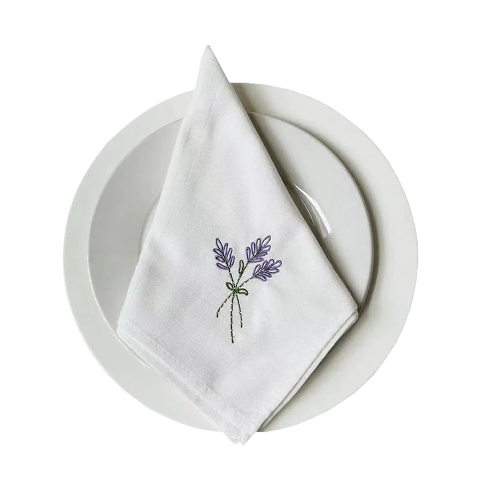Napkins 6pcs Cotton & Linen Embroidered Napkin Custom Dinner Napkins Cloth For Cocktail Banquet Party Events Wedding Dining Table Decoration(Color 06)