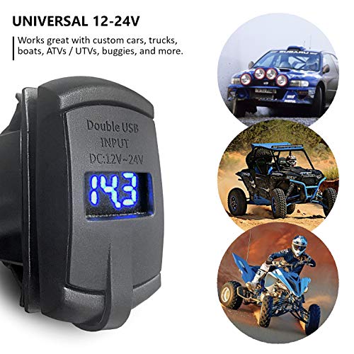 Mgi Speedware Dual Usb Charger With Voltmeter, 12-24V With Led Digital Display (Blue) #TOP3