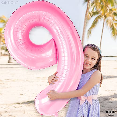 Image of KatchOn, Giant Light Pink Number 9 Balloon - 40 Inch | Foil 9 Birthday Balloon for 9th Birthday Decorations | 9th Anniversary Decoration | Pink Party Decoration
