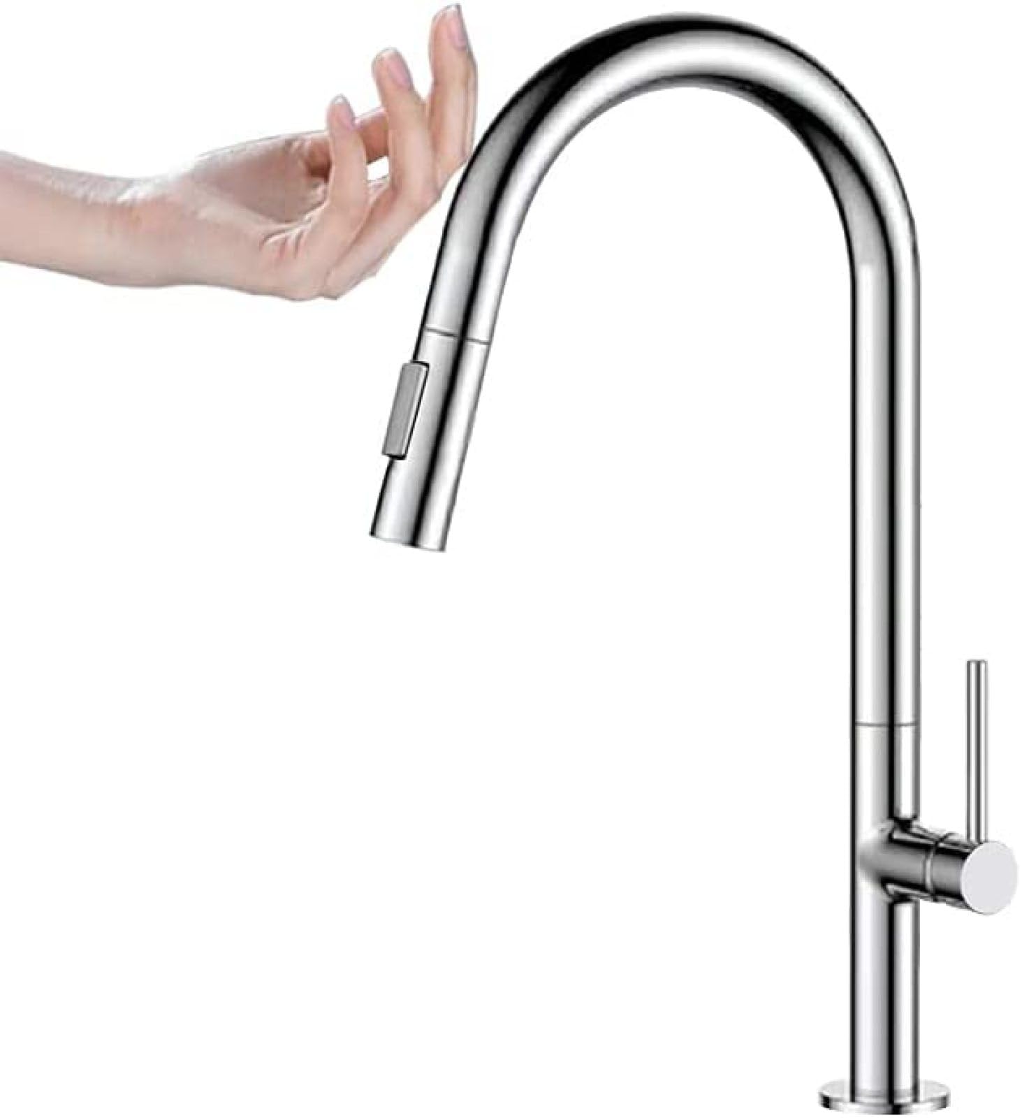 Rubinetto per lavello da cucina Casa colonica commerciale, rubinetto da cucina Smart Touch dorato spazzolato bianco, rubinetti da cucina con sensore Miscelatore per lavello, tocco rotante