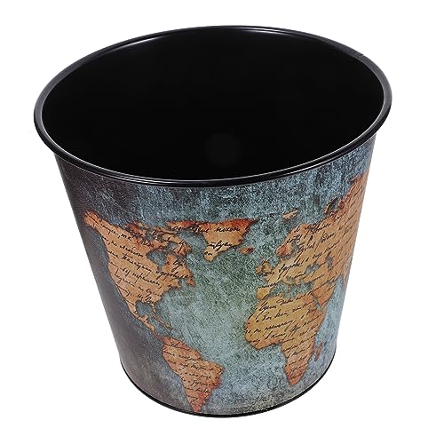 FUNOMOCYA Map Storage Tube Iron Waste Bucket Dustbin Household No Lid Table Trash Can