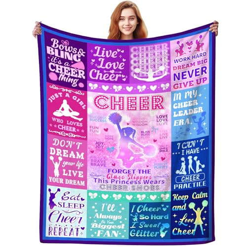 TAPBASE Cheerleader Blanket Cheer Gifts for Girls Women,Cheer Stuff Cheerleading Gifts Bulk for Team Coach,Cheer Blankets for Girls Cheer Lovers 50