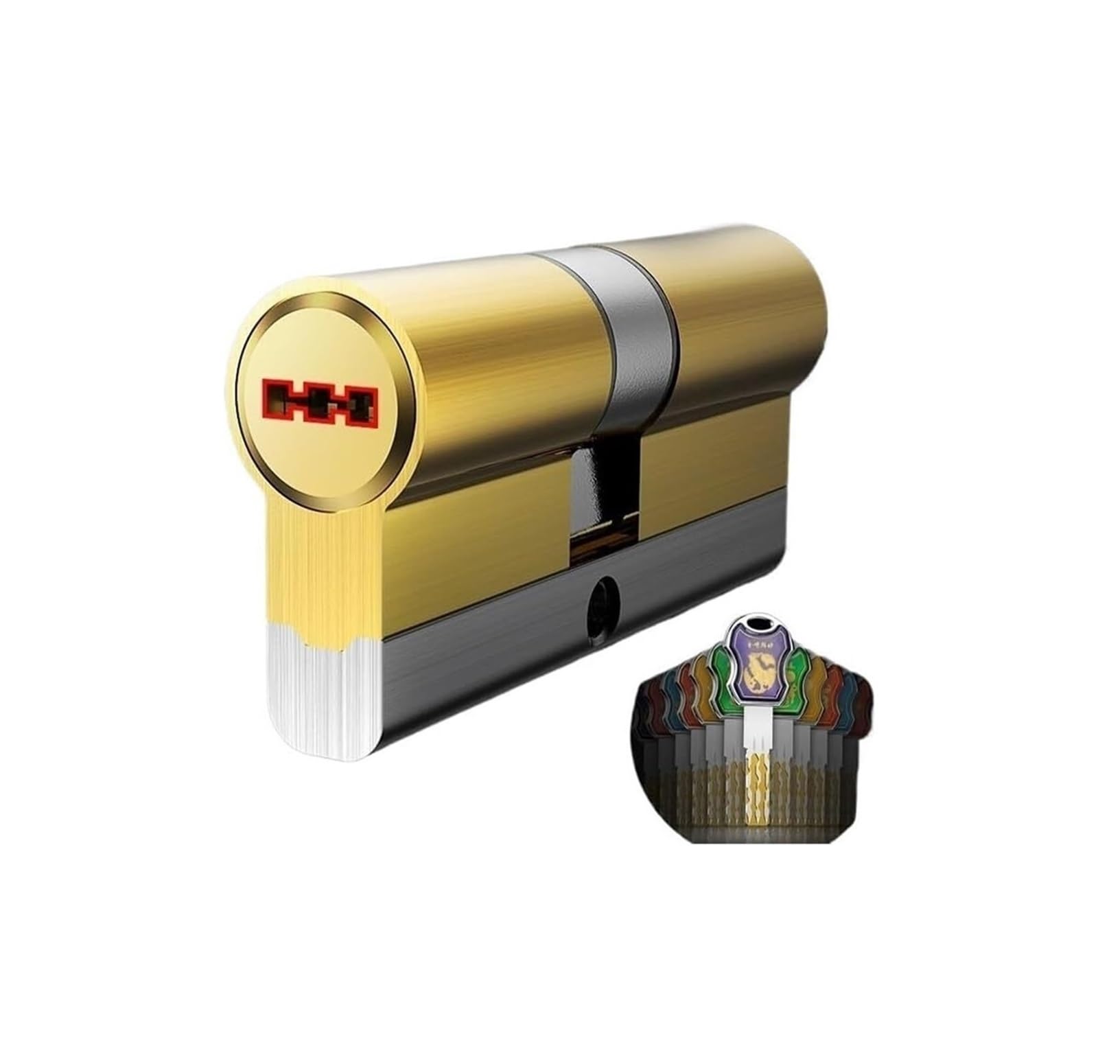 Zamek cylindryczny, Mosiężny cylinder zamka drzwi klasy C do PCV, wiele rozmiarów, z 12 kluczami(70mm 35mm 35mm)