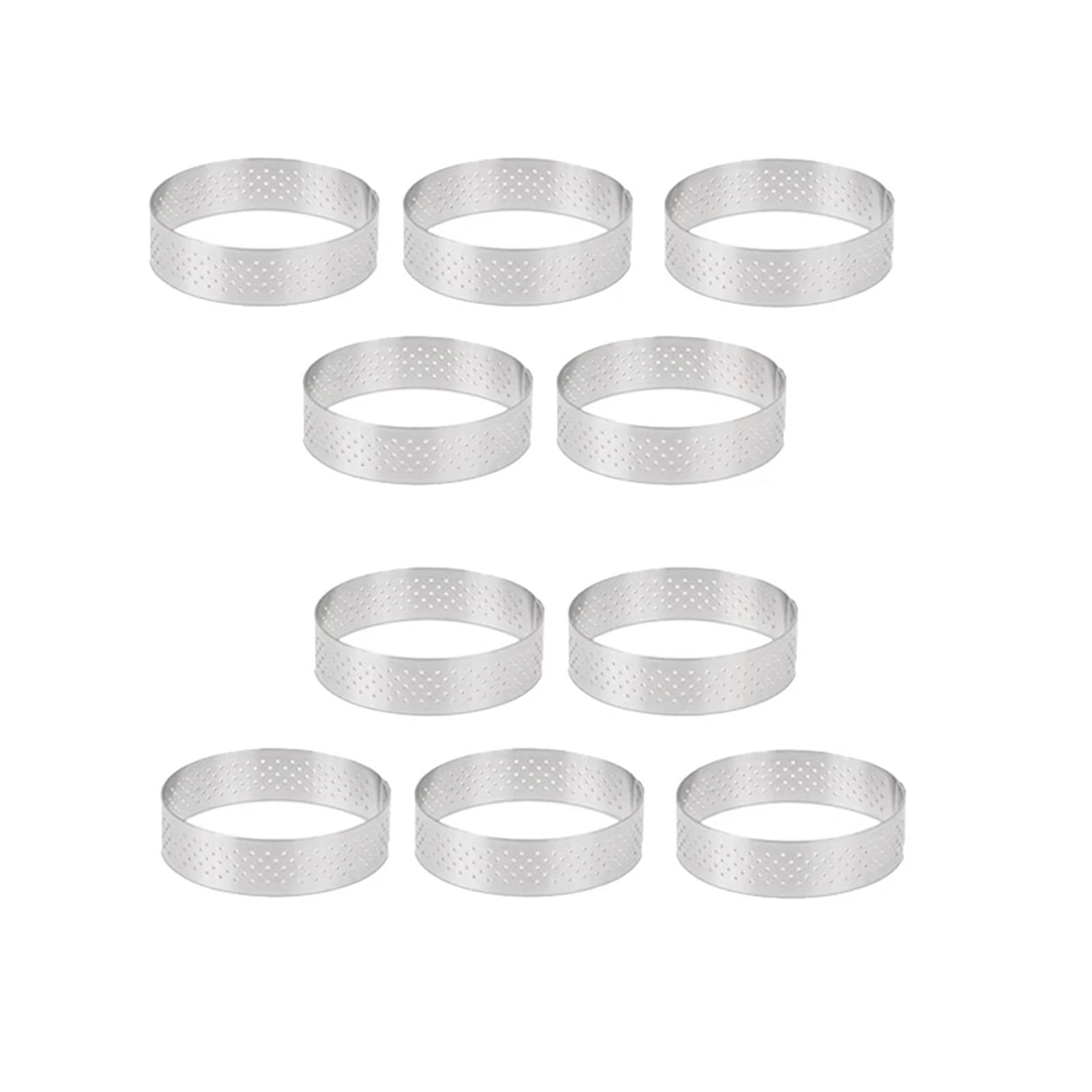 10 piezas Circular de acero inoxidable tarta anillo torre pastel molde herramientas for hornear Mousse perforado, 8cm