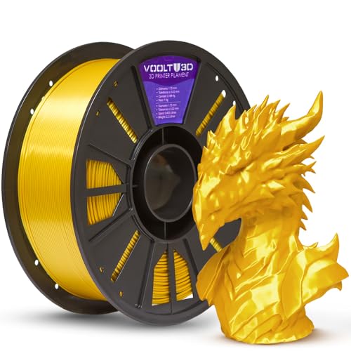 Filamento PLA V-Silk High Speed 1Kg 1,75mm Efeito Seda Impressora 3D FDM Voolt3D (Dourado V-Silk)