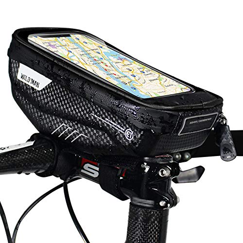 Fesjoy Bike Frame Bag,Waterproof Bicycle Handlebar Bag with Touch Screen Cycling Pannier Top Tube Waterproof Phone Holder for Smart Phone up to 6.5"