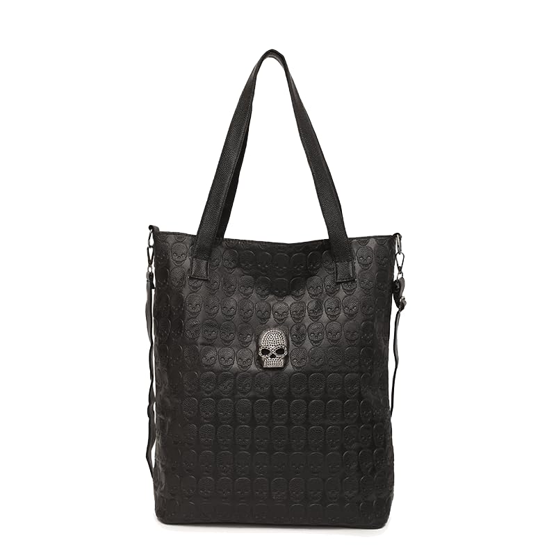 Bolso tote para mujer de zuoge con estampado de calavera, hecho de cuero sintético PU, incluye billetera y pañuelo — juego de 3 piezas miniatura 4