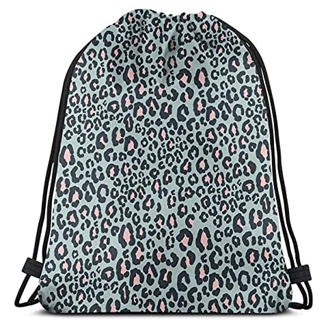 Leopard Skin Wild Mint Print Drawstring Backpack Bags Unisex Beach Gym Swim Sports Workout String Backpacks Bag Bulk Storage Sackpack Cover