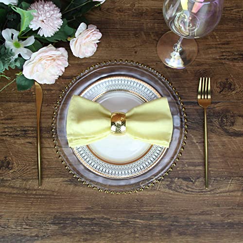 Infei Solid Color Cotton Linen Blended Thin Dinner Cloth Napkins - Set Of 12 (40 X 40 Cm) - For Events & Home Use (Yellow) #TOP4