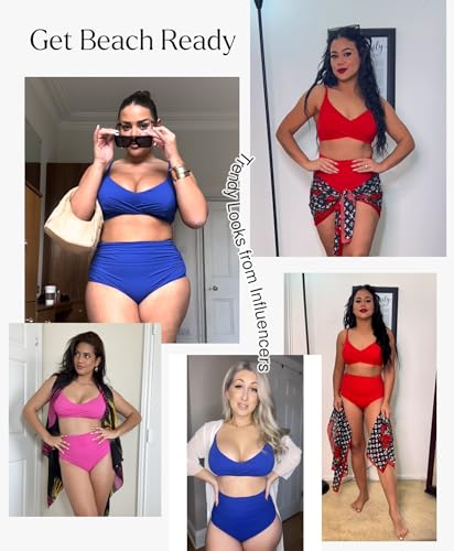 Popilush Bikini Top for Women - Twist Front V Neck Push Up Padded Swim Top with Adjustable Straps - Bathing Suit Top4