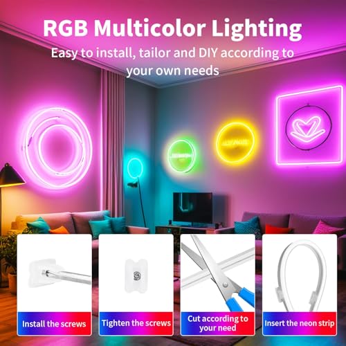 Image of 49.2FT /15M RGB LED Strip Light, LED Light Strip with App /Remote Control, Colour Changing, Outdoor Waterproof Cuttable Silicone Light Strip for Bedroom TV Backlight Gaming Room DIY Lighting