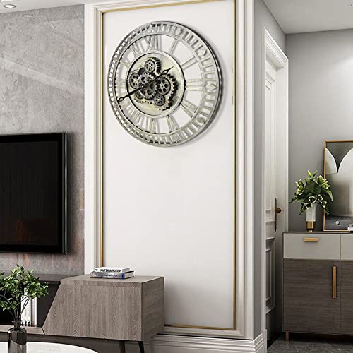 The B-Style 24" Wall Clock With Moving Gears Large Steampunk Industrial Wall Clock Oversized Rustic Vintage Metal Wall Clocks For Living Room Decor Home Office (Vintage Bronze) #TOP4