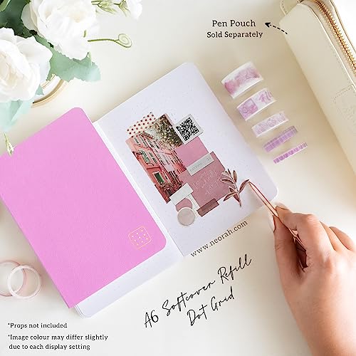 Image of NEORAH -A6 Dotgrid Notebook SOFT COVER Organiser REFILL|Dotted notebook Journal | 110 GSM |160 pages (Size 14.8 cm x 10.5 cm) Planner Journaling Writing Note Taking Diary,Travellers journal- LAVENDER