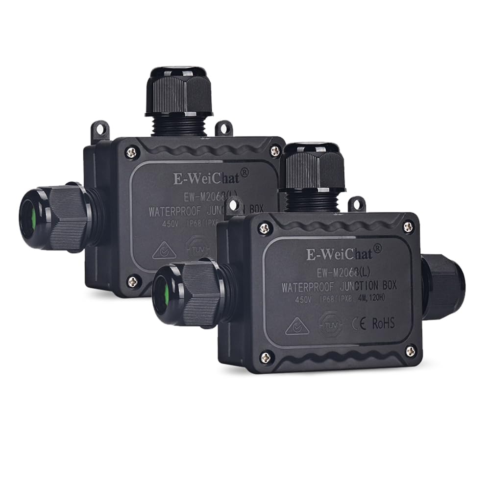 Junction Box Outdoor Waterproof Electrical Box,3-Way,IP68 Black