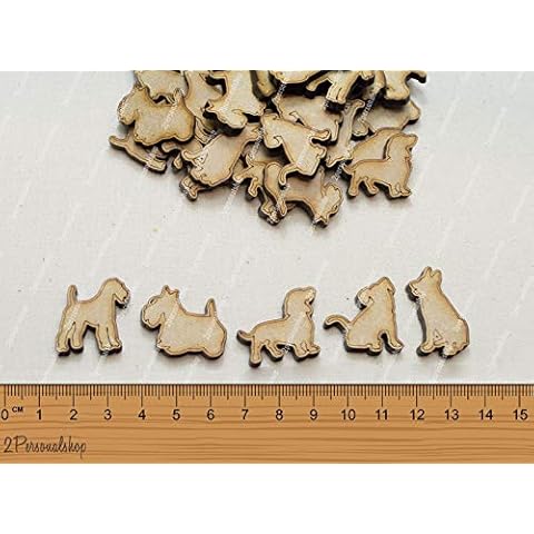 Personliased Gifts Market 50 Wooden Dogs Shapes Craft Scrapbook Mdf Kids Gift Card Making Cover