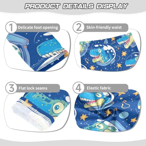 Wusikd Cartoon Dinosaur Face Girls' Leggings Toddler Doodles Space Stars Swirls Kids Yoga Pants Dance Active Tights 4T3