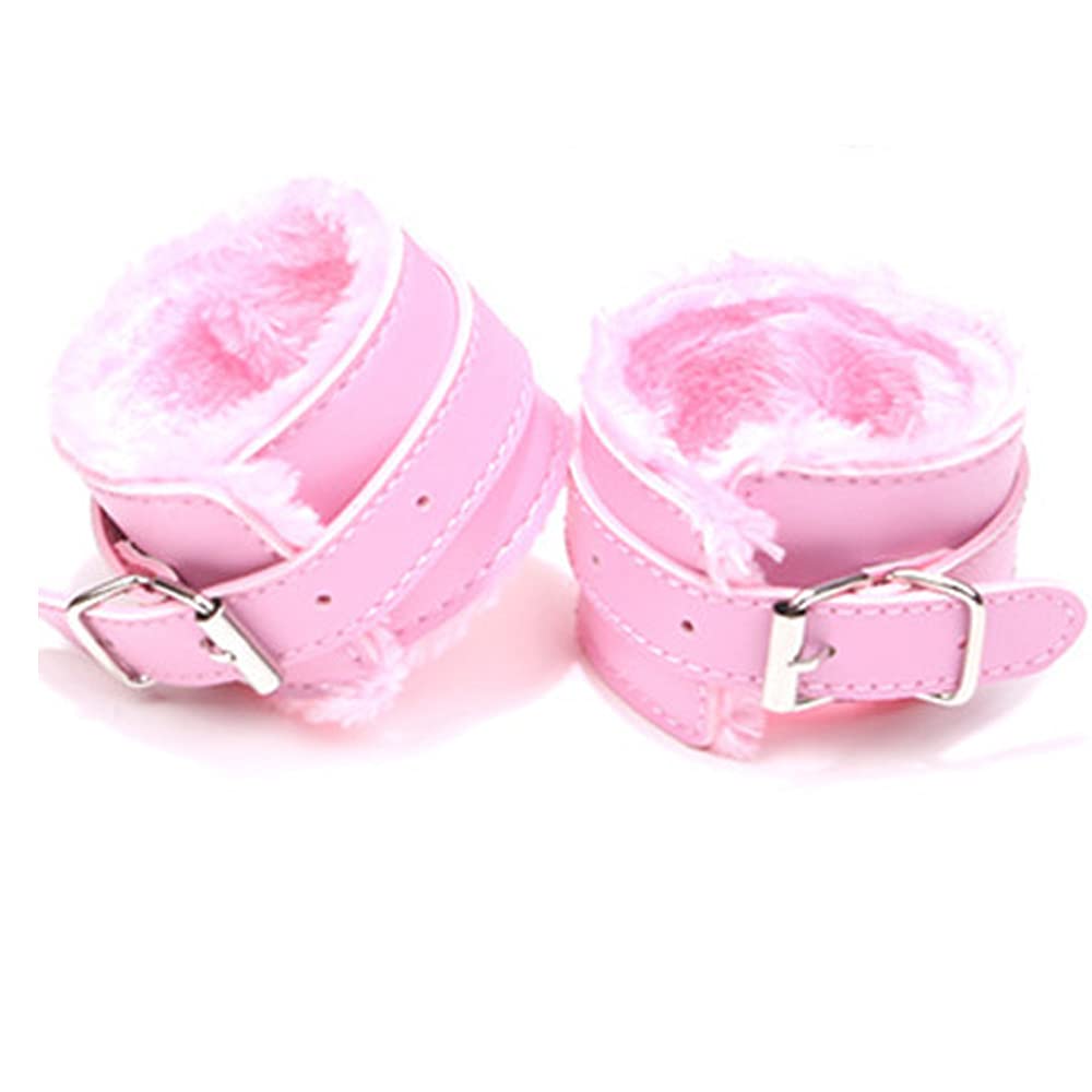 Peluche de Cuero Serie Cṳffs Correa Alternativa Ajustable Accesorios para Herramientas Tórturè Un par Rosa Negro Morado Rojo (Rosa)