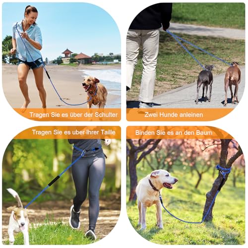 Hundeleine 3m Umhängeleine und Doppelleine, leicht für kleine bis große Hunde