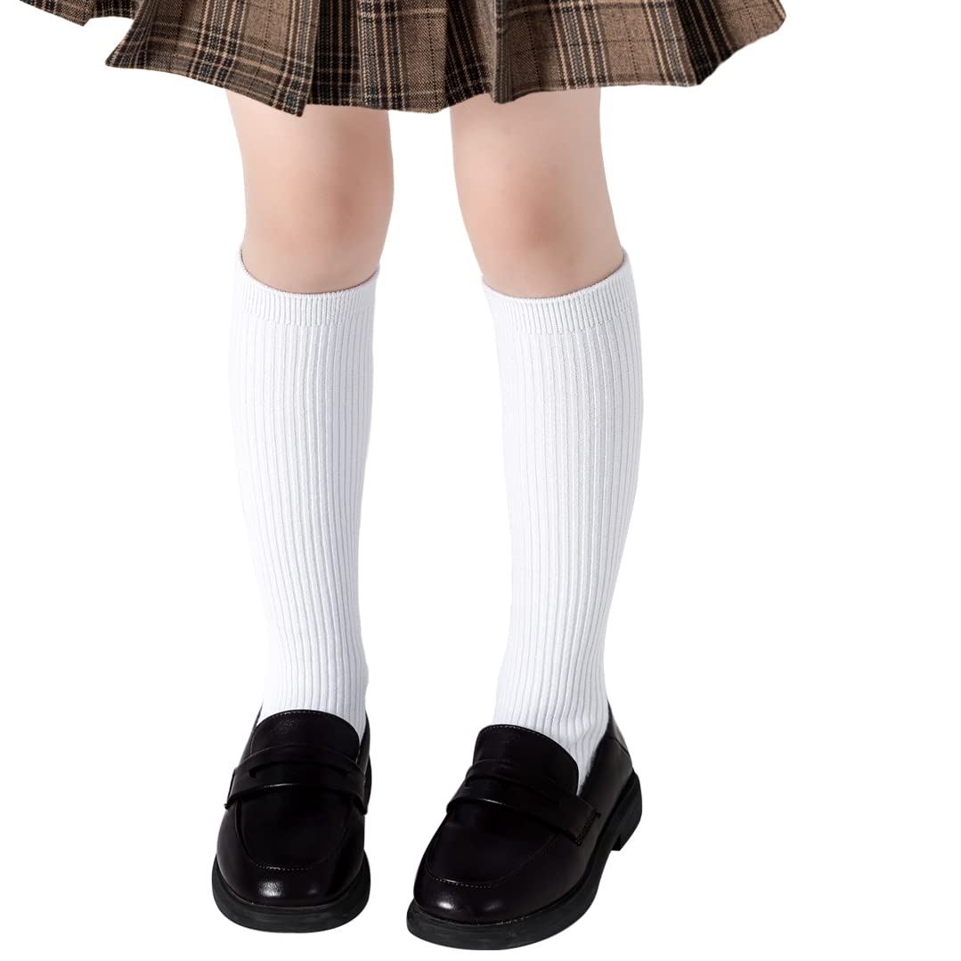 Marchare Mädchen Kniestrümpfe Kinder Jungen Schuluniform nahtlose Baumwollsocken Strümpfe Weiß Schwarz Grau 3/6er Pack