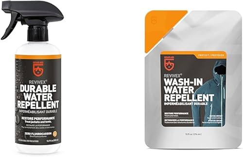 GEAR AID Revivex - Spray repelente al agua duradero (DWR) para impermeabilización y repelente al agua, fórmula concentrada para ropa de abrigo, 10
