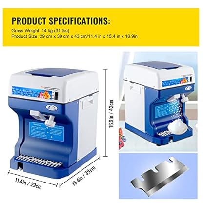 Rasierte Eis- Und Schneekegelmaschine 265 Lbs/H, Kommerzielle Eis-Slush-Maschine Hochleistungs-Eisbrecher-Maschine… – Bild 5