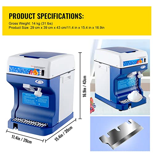 Rasierte Eis- Und Schneekegelmaschine 265 Lbs/H, Kommerzielle Eis-Slush-Maschine Hochleistungs-Eisbrecher-Maschine… – Bild 5