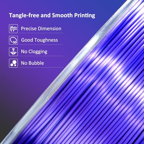 Image of Silk Tri Color PLA Filament 3D Printer 1.75mm, Rainbow PLA 3D Printer Filament 1kg (2.2lbs), No Clog, Neatly Wound, Dimensional Accuracy + /- 0.02mm, for Most FDM 3D Printers, Blue Purple Black