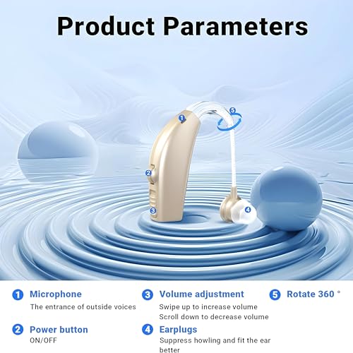Image of Aika AG-7311 Rechargeable Hearing Aid Amplifier Machine For Old Age with Auto Noise Reduction Features, Full-on Acoustic Gain38db (1 Piece, Beige, Both Ear), One Free Dry Kit