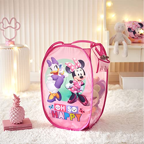 Image of Disney Minnie Mouse Pop-Up Hamper, inchOh So Happy inch Design, 21 inchH x 13.5 inchW x 13.5 inchL, Durable & Collapsible Laundry Basket with Carry Handles for Kids Room