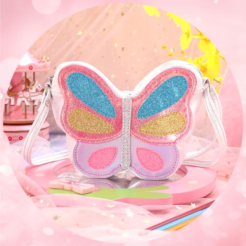PinkSheep Toddler Purse for Girls Gifts Mini Purse Kids Shoulder Bag Crossbody Wallet 3-6Year Little Girl Gift Fashion (Butterfly)4