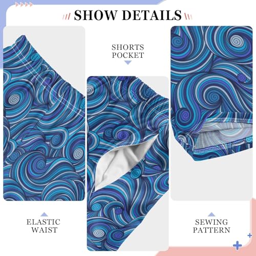 Hand Drawing Doodle Blue Boys Pants for Kids Jogger Pants with Pockets S-XL4